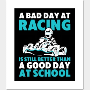 Kids Boys Go Kart Racing Better Than school Funny Posters and Art